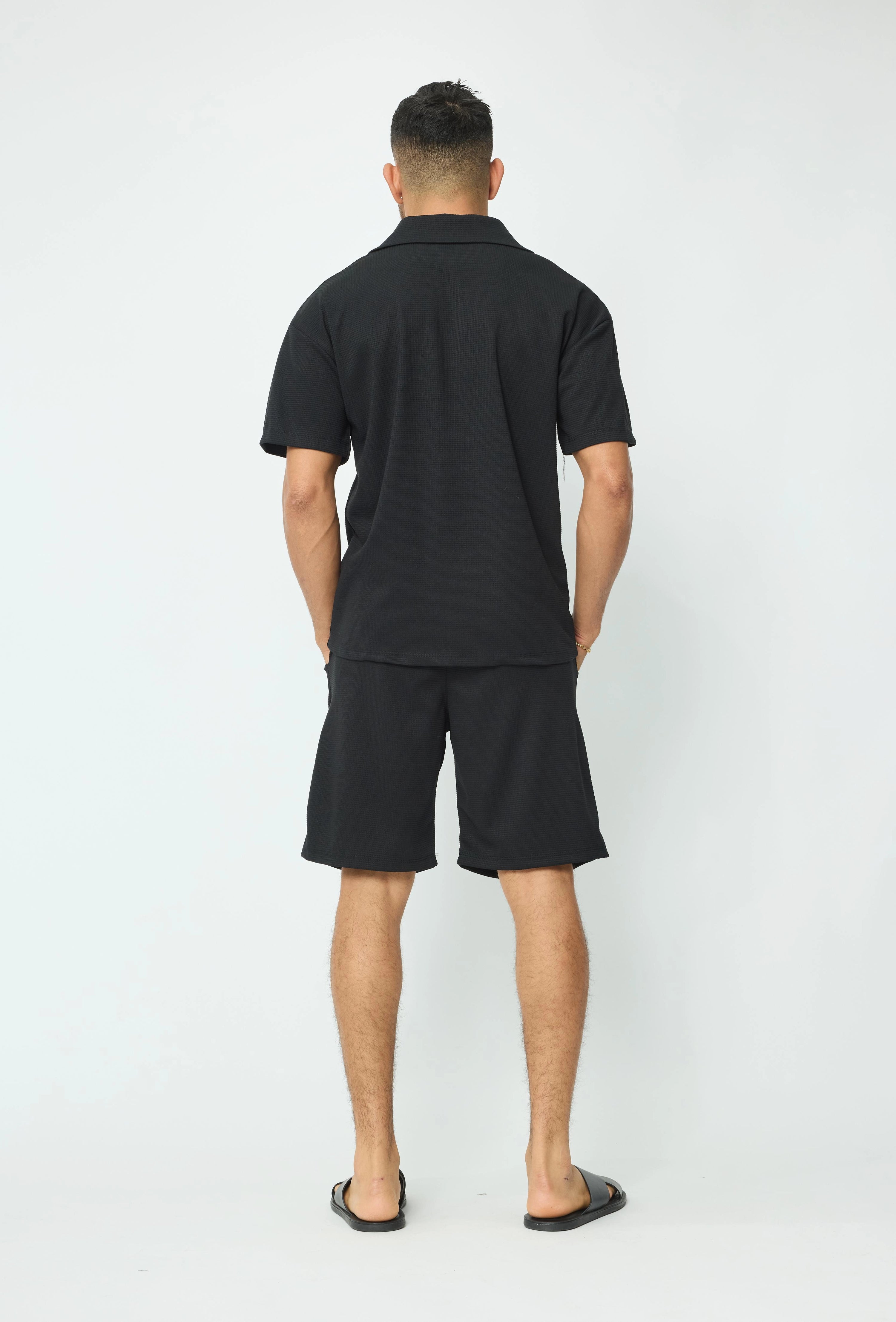 Ensemble chemise short uni gaufré