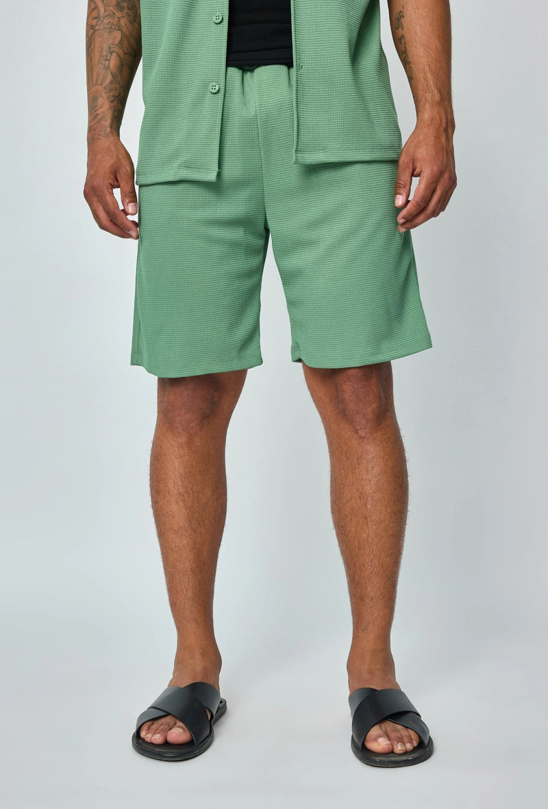 Ensemble chemise short uni gaufré