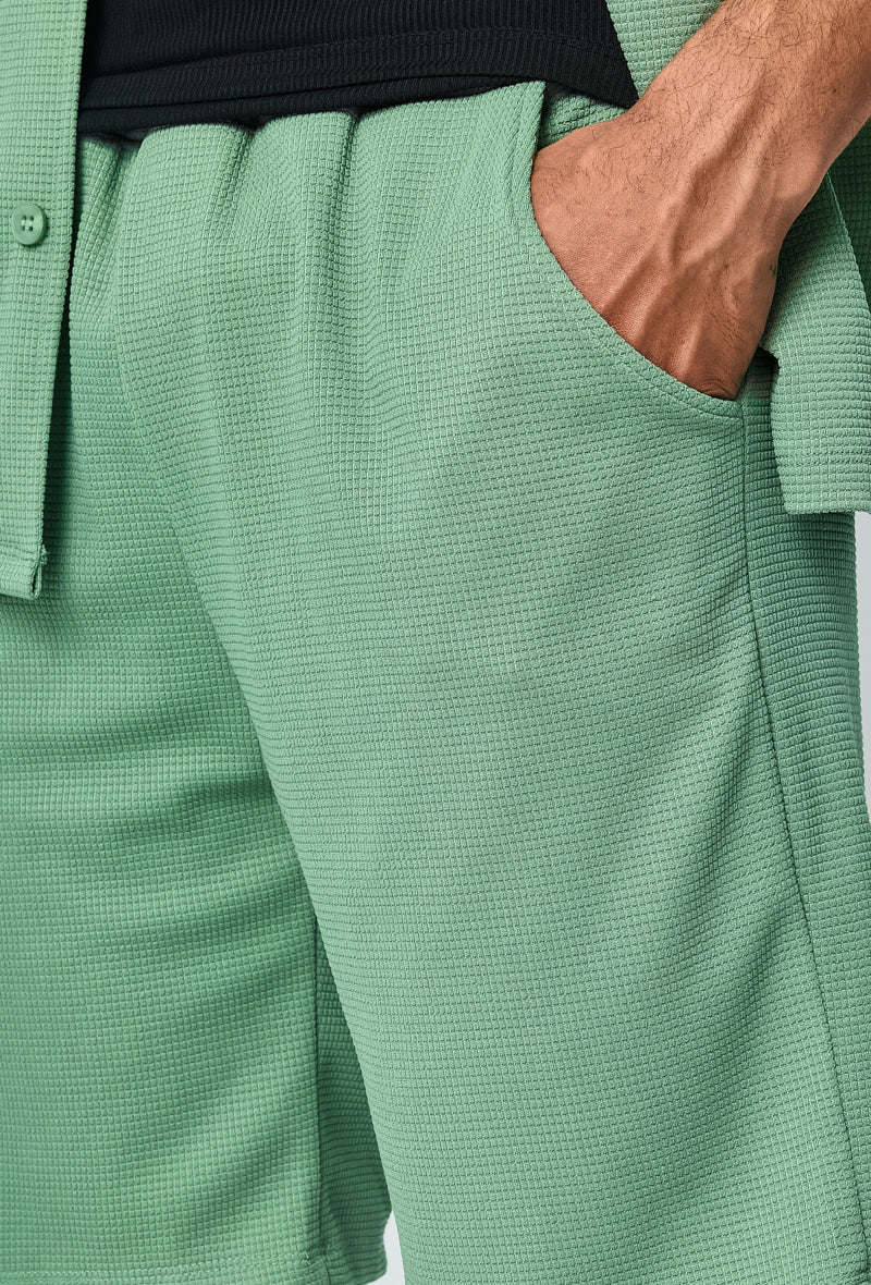 Ensemble chemise short uni gaufré
