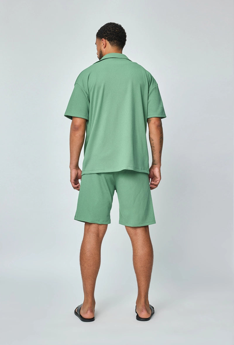 Ensemble chemise short uni gaufré
