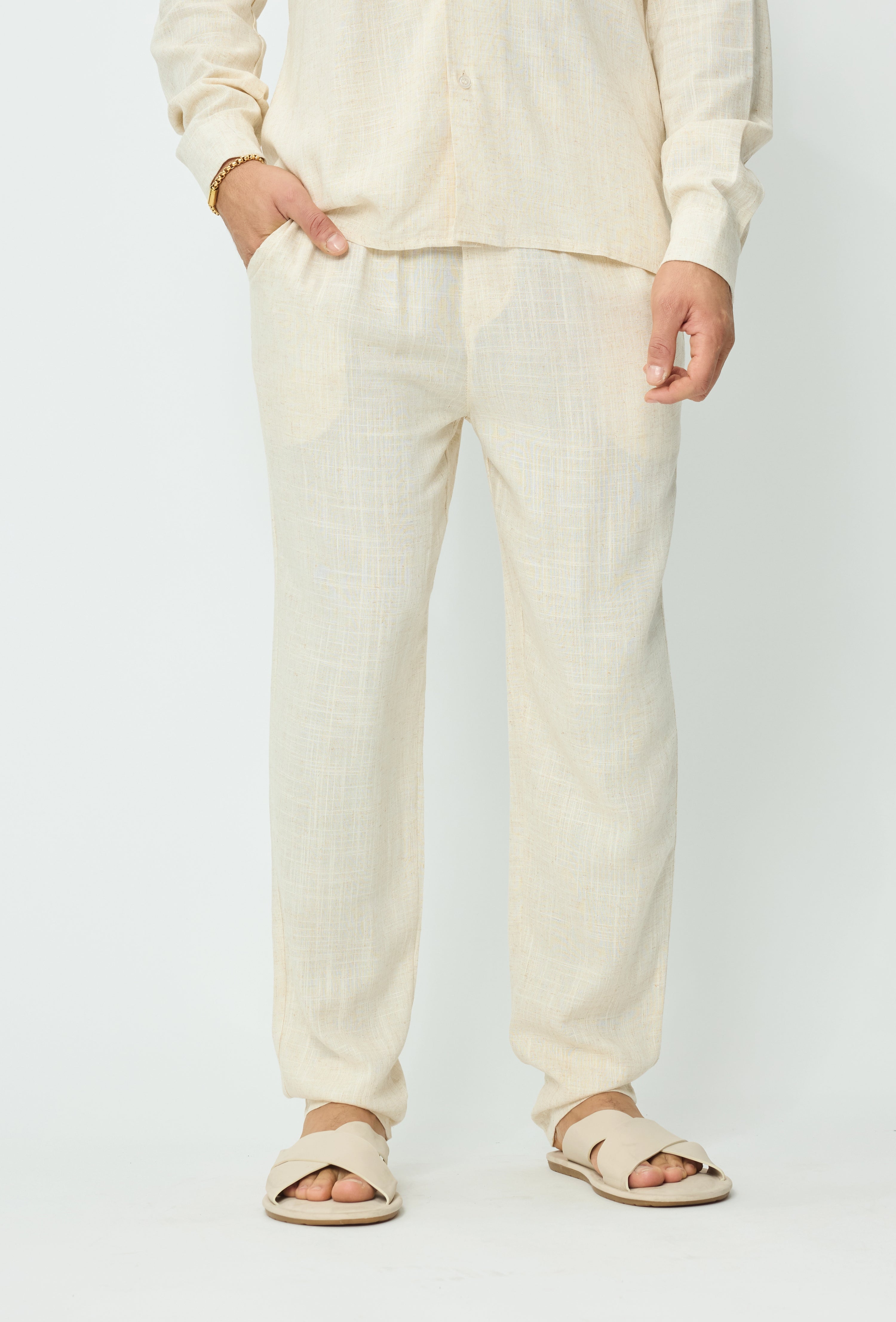 Pantalon effet lin