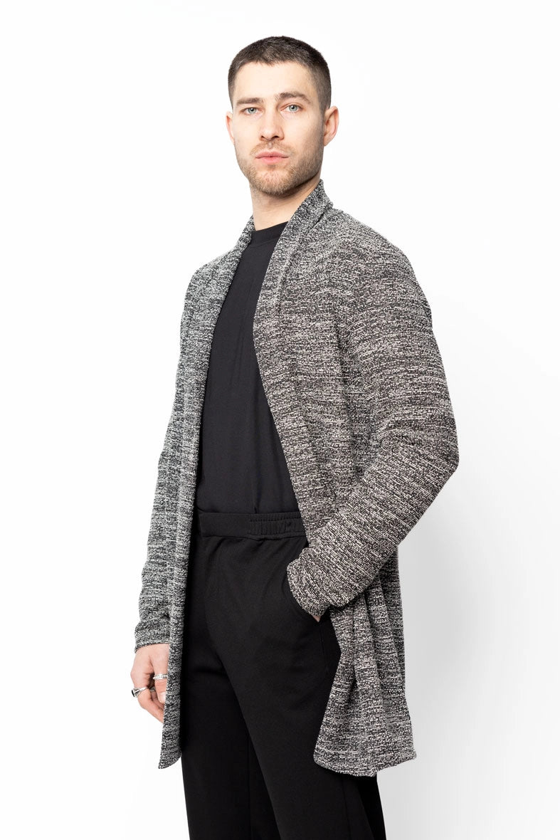 Gilet long oversize en maille fine