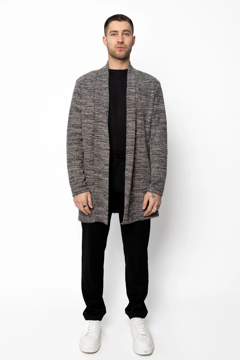 Gilet long oversize en maille fine