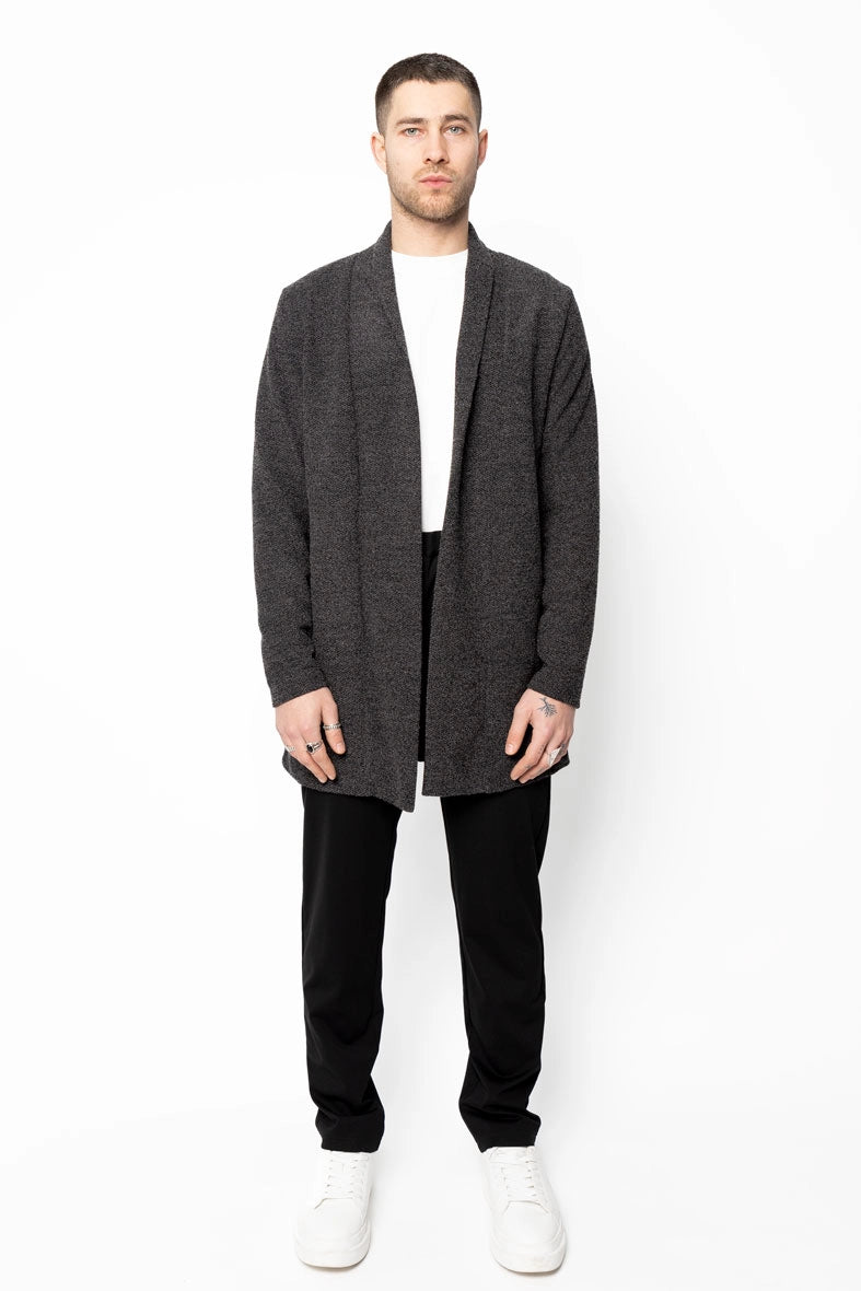 Gilet long oversize en maille fine