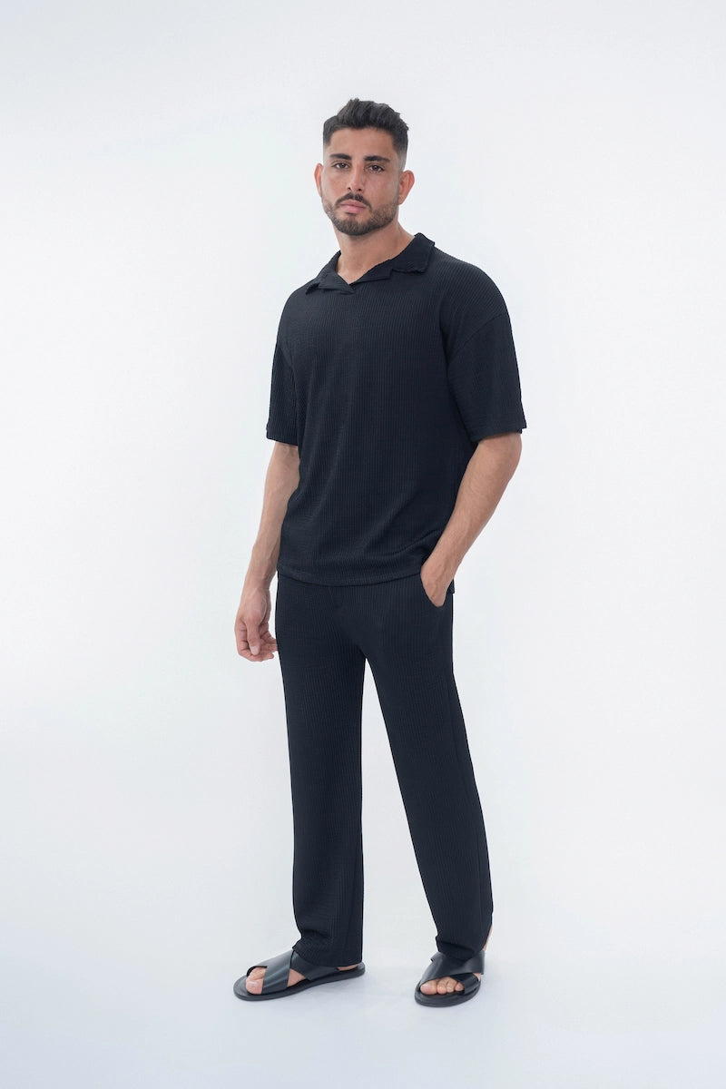 Ensemble uni plissé t-shirt pantalon