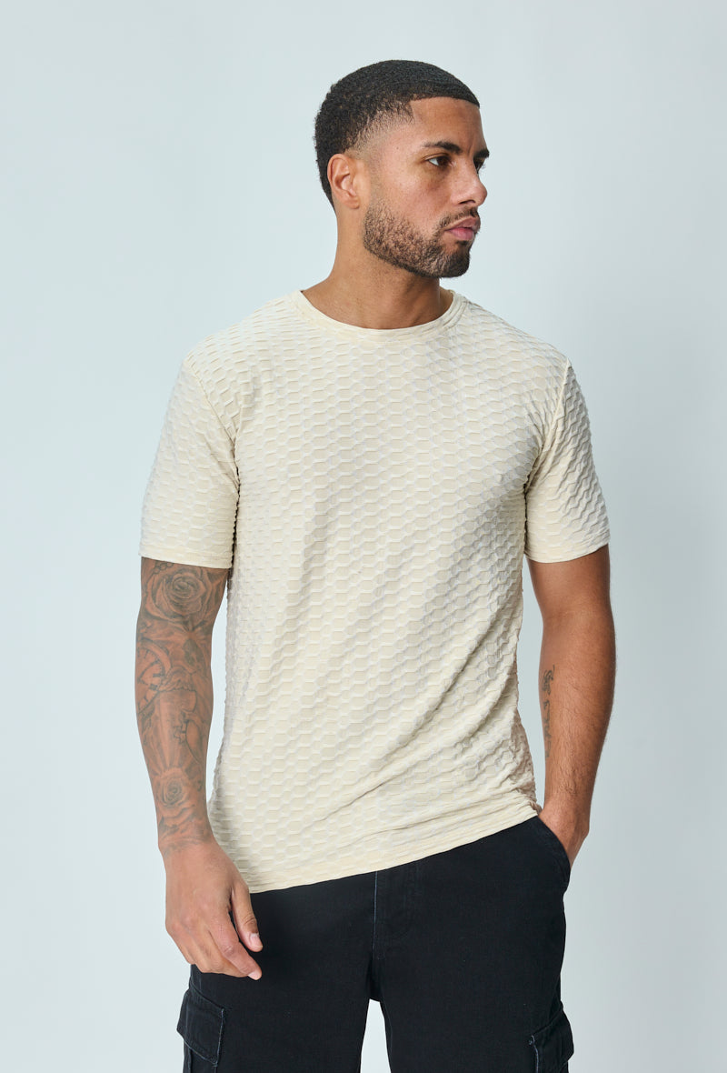 Plain textured short-sleeved t-shirt