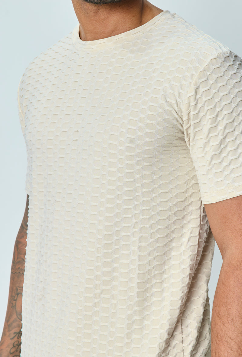 Plain textured short-sleeved t-shirt