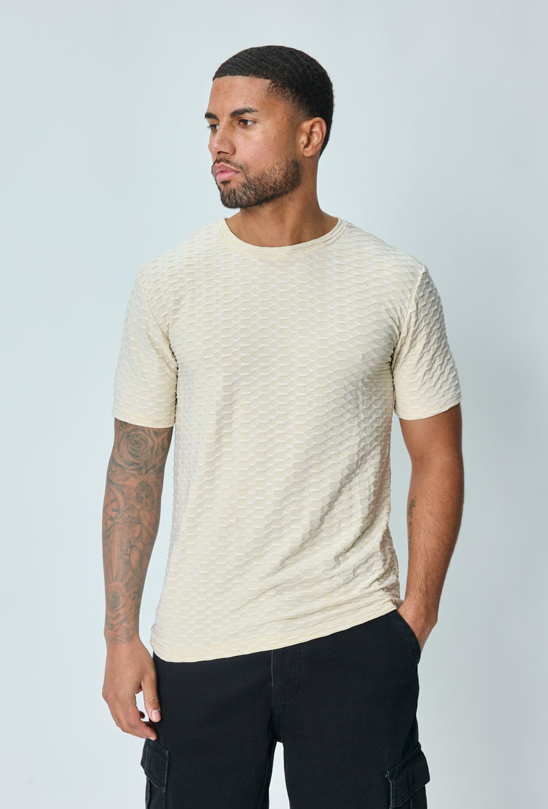 Plain textured short-sleeved t-shirt