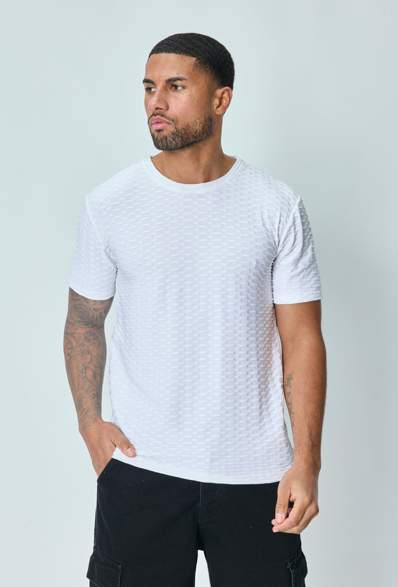 Plain textured short-sleeved t-shirt