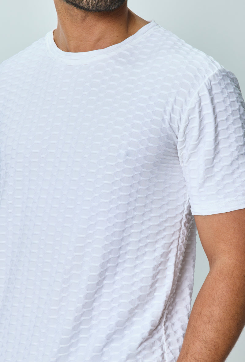 Plain textured short-sleeved t-shirt