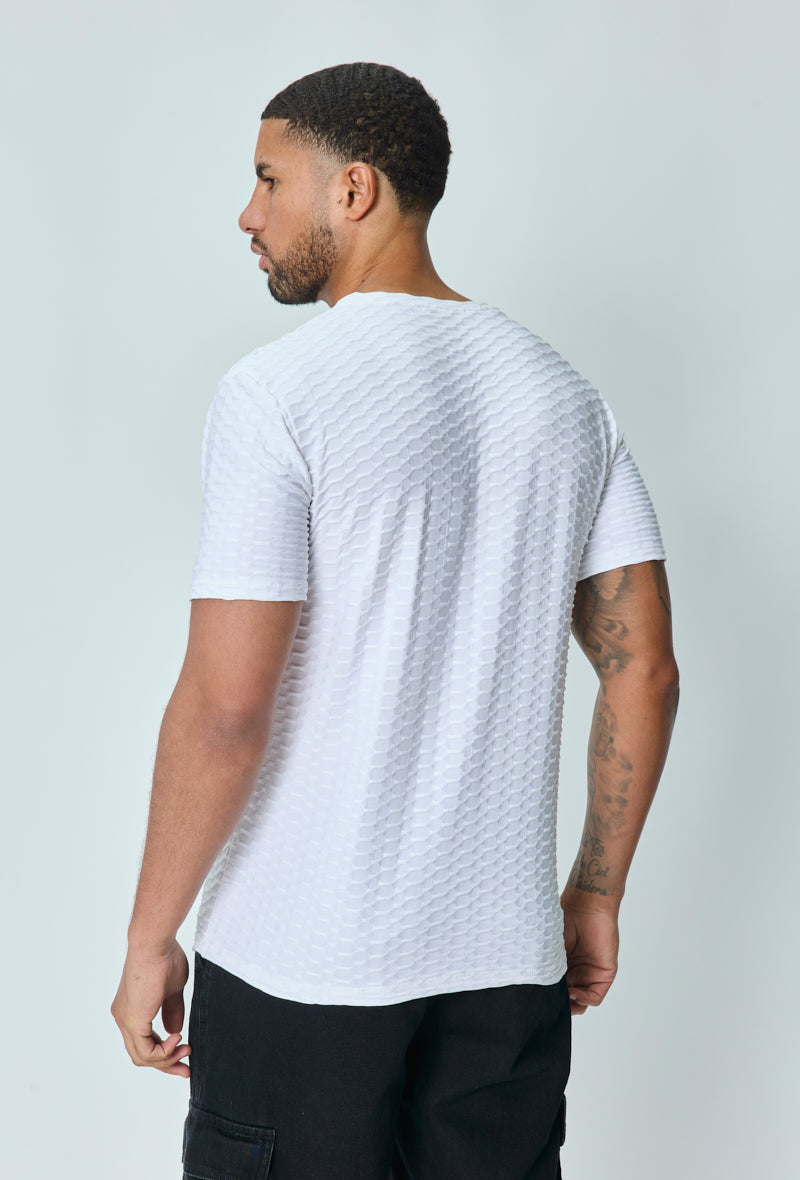 Plain textured short-sleeved t-shirt