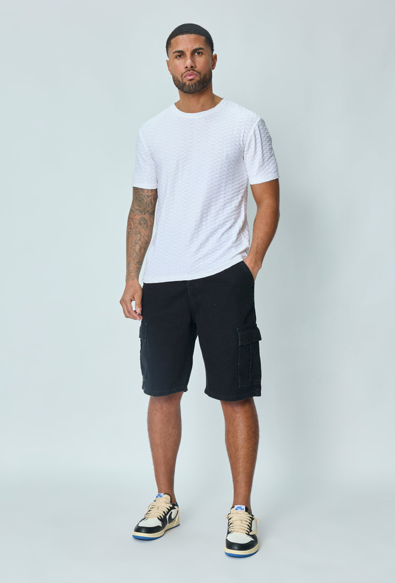 Plain textured short-sleeved t-shirt