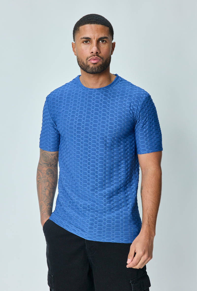 Plain textured short-sleeved t-shirt