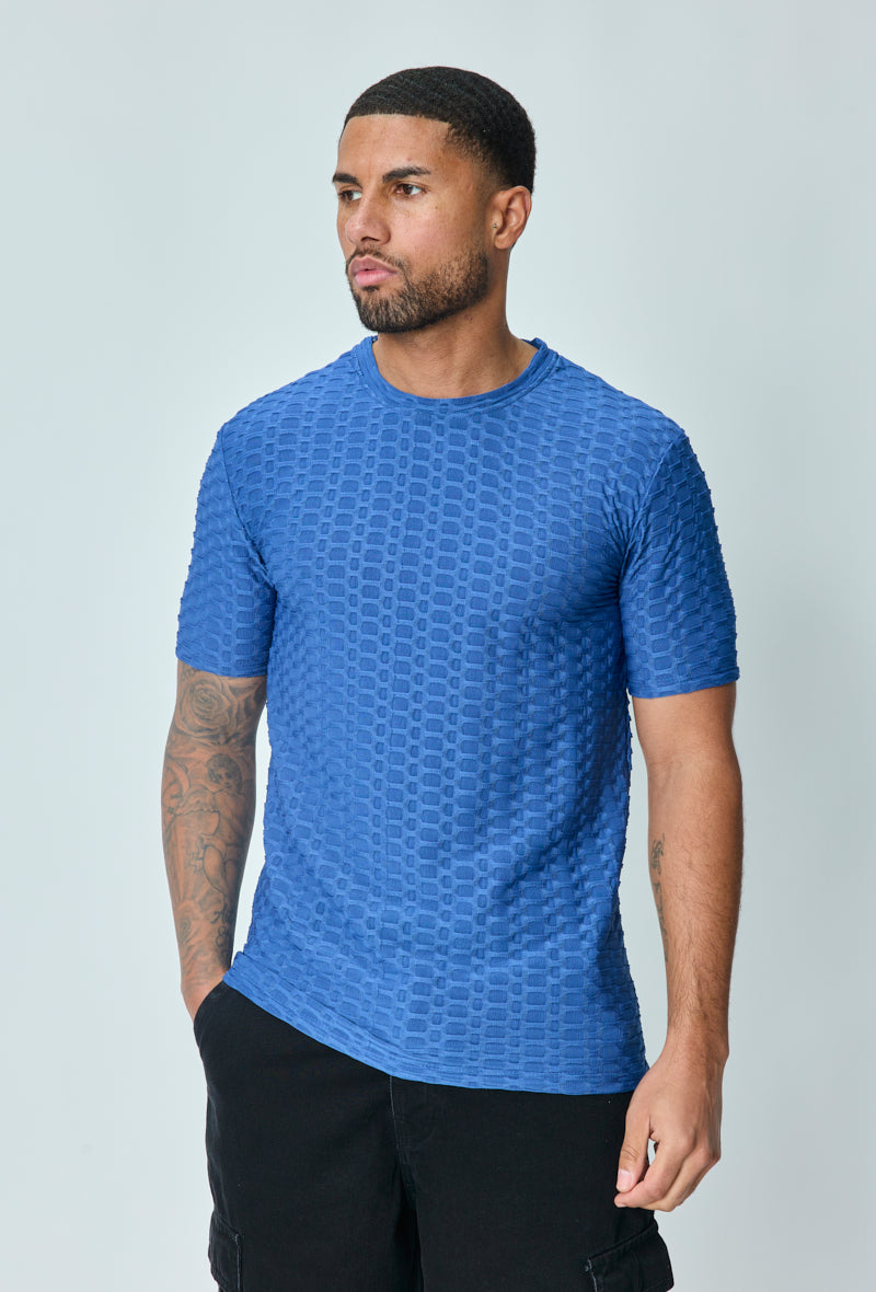 Plain textured short-sleeved t-shirt