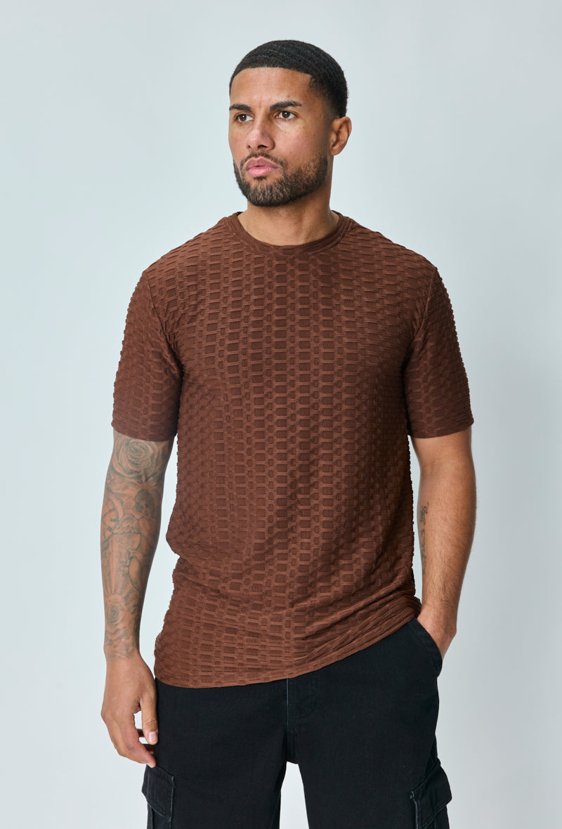 Plain textured short-sleeved t-shirt