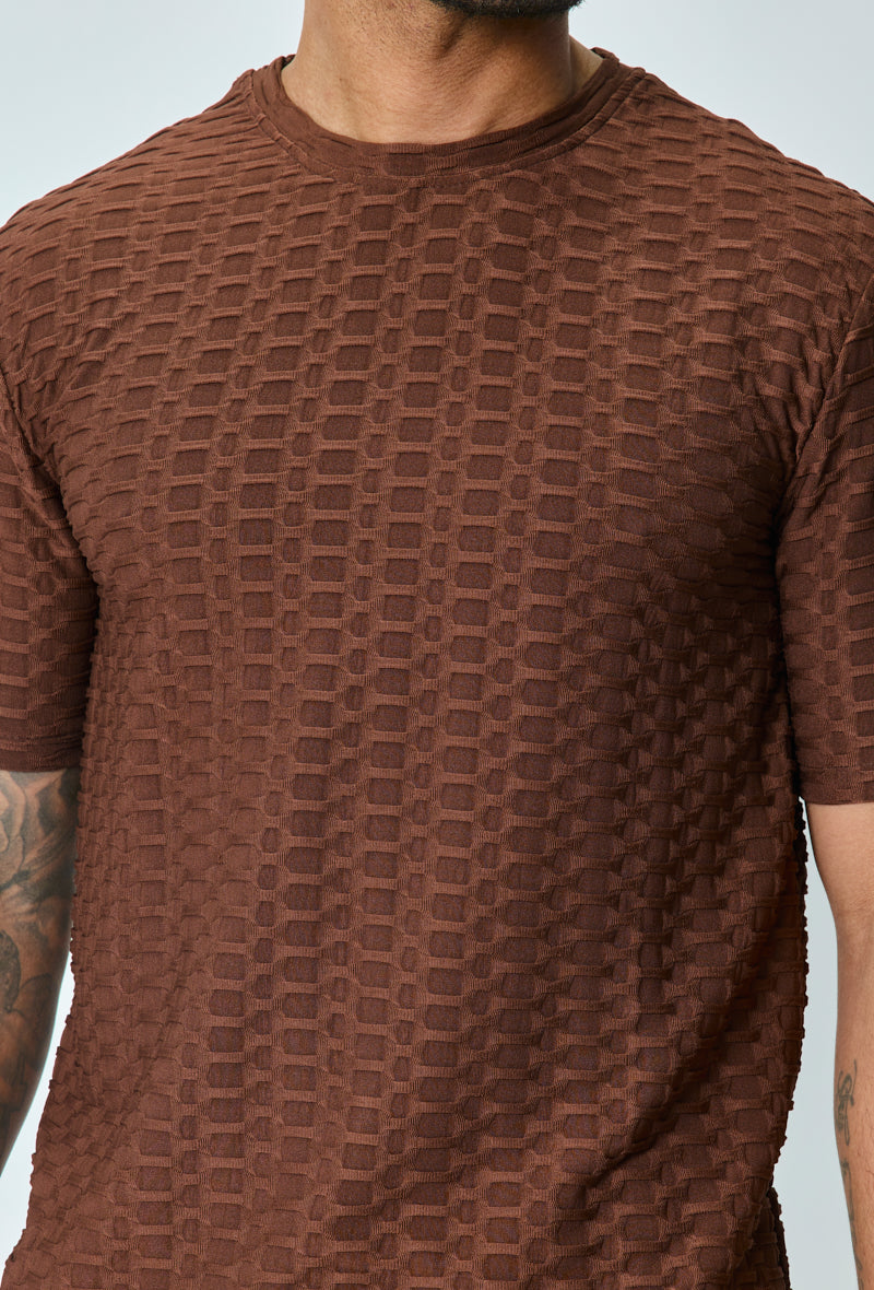 Plain textured short-sleeved t-shirt