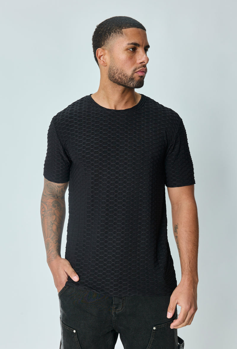 Plain textured short-sleeved t-shirt