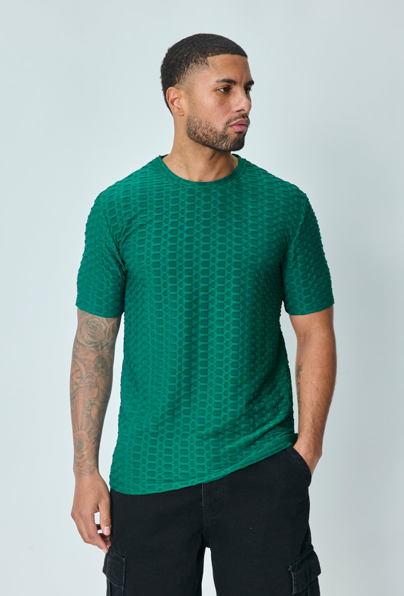 Plain textured short-sleeved t-shirt