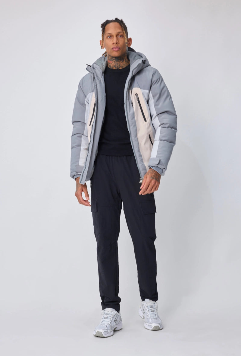 Doudoune bi color à capuche