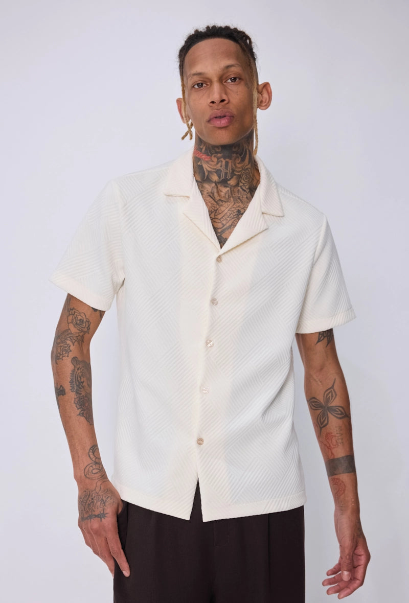 Chemise texturée col bowling