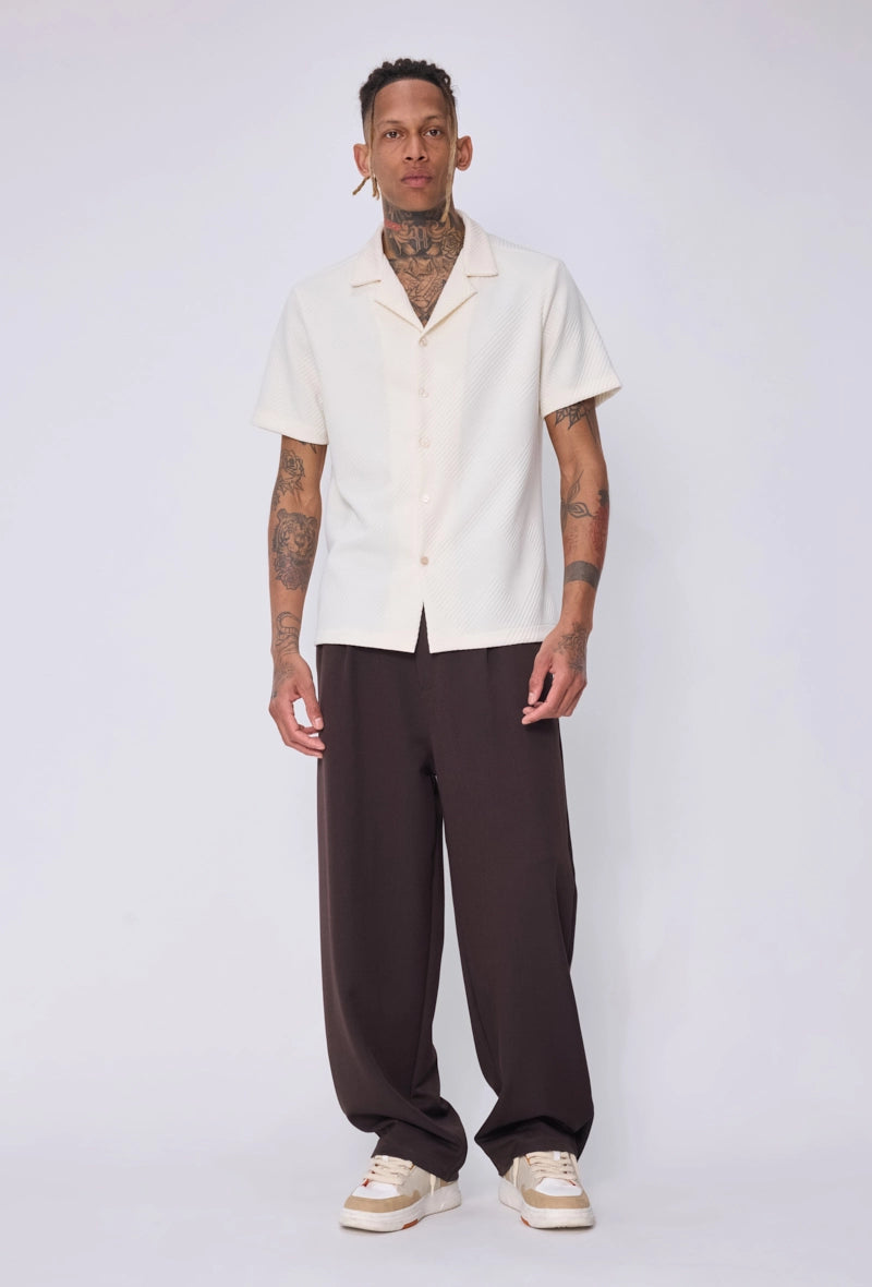Chemise texturée col bowling