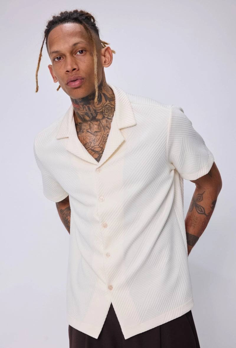 Chemise texturée col bowling