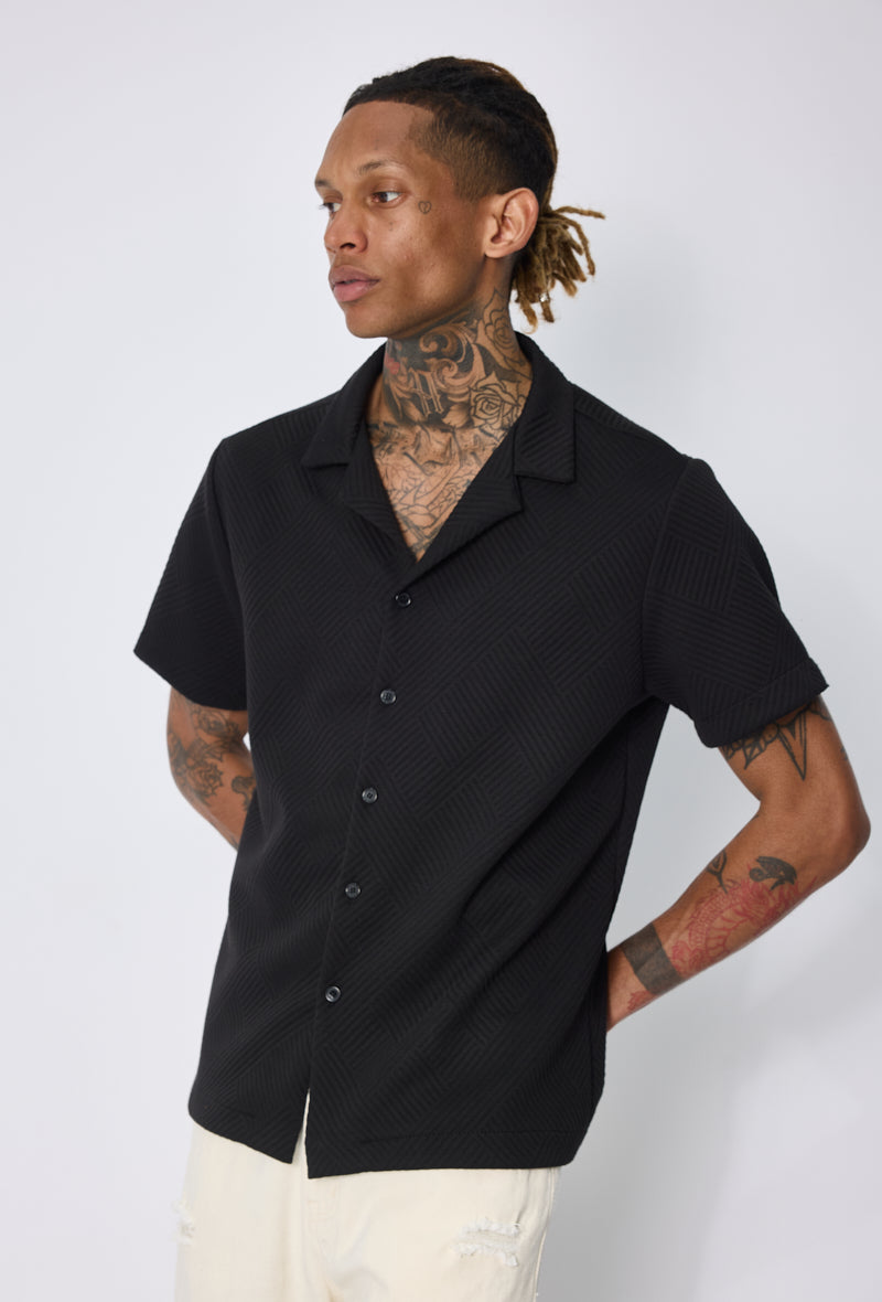 Chemise texturée col bowling