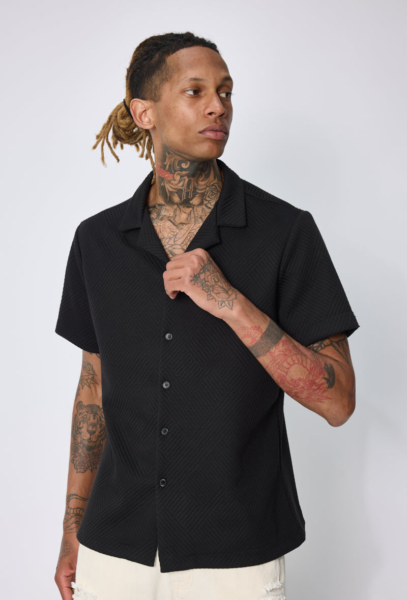 Chemise texturée col bowling