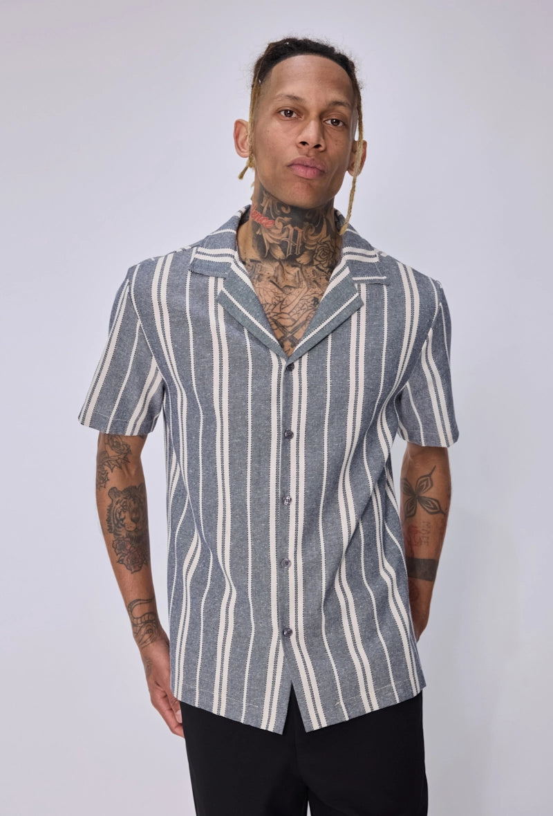 Chemise rayée col bowling