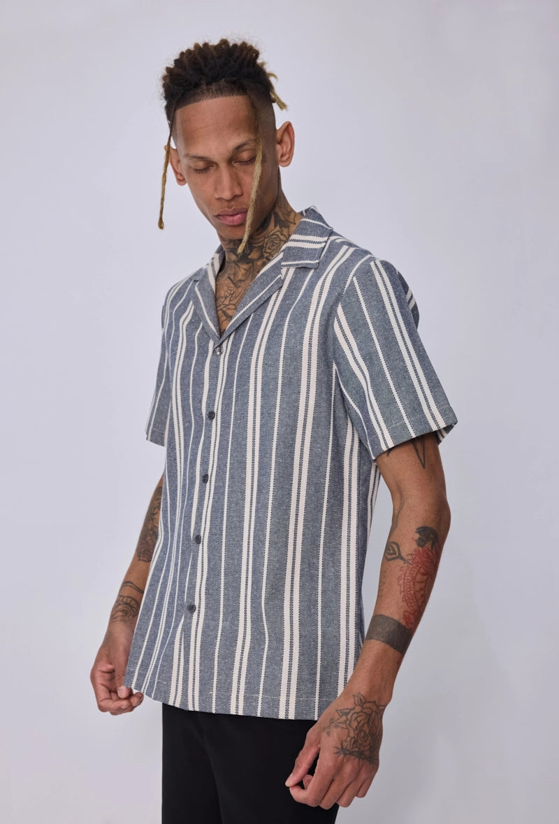 Chemise rayée col bowling