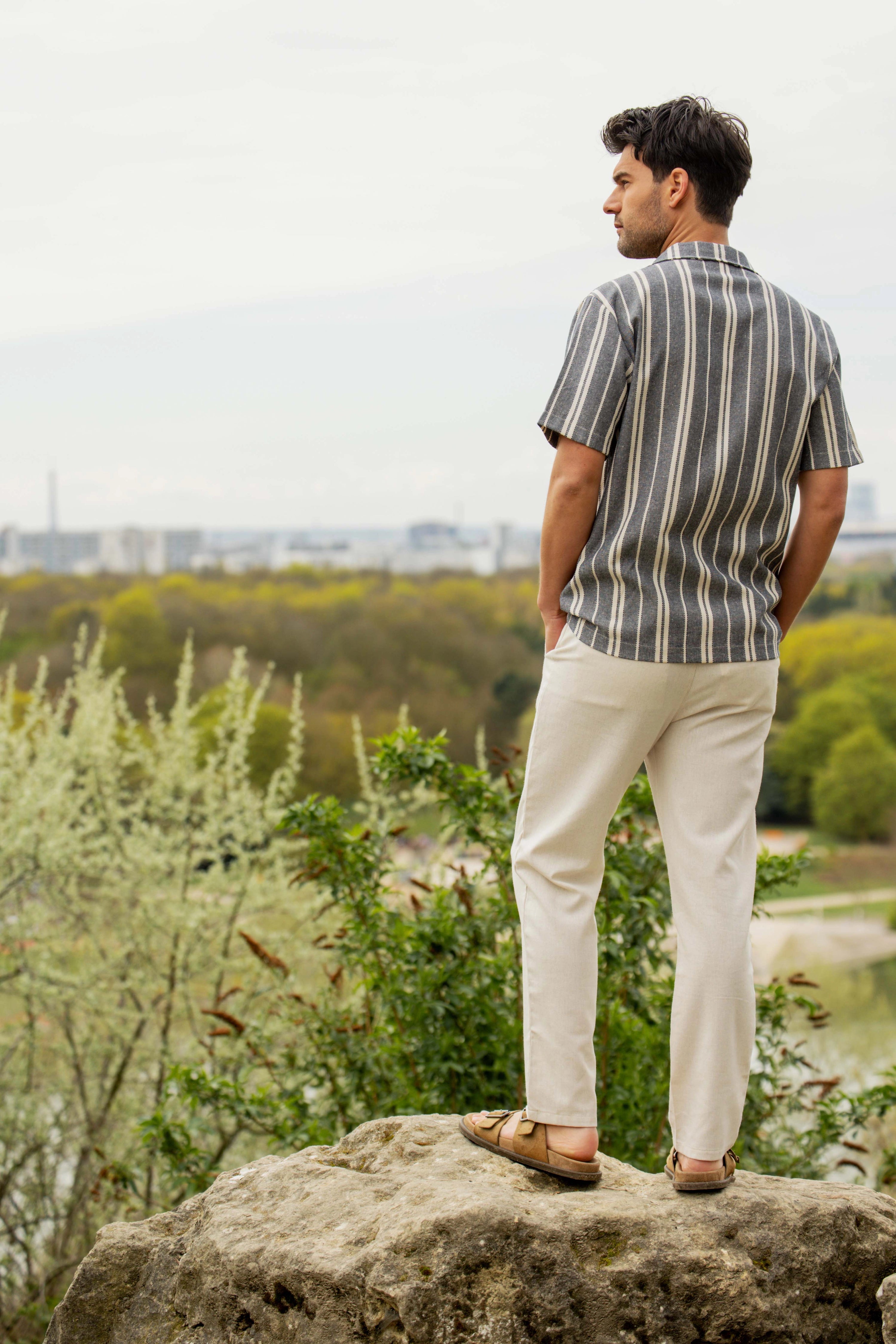 Chemise rayée col bowling