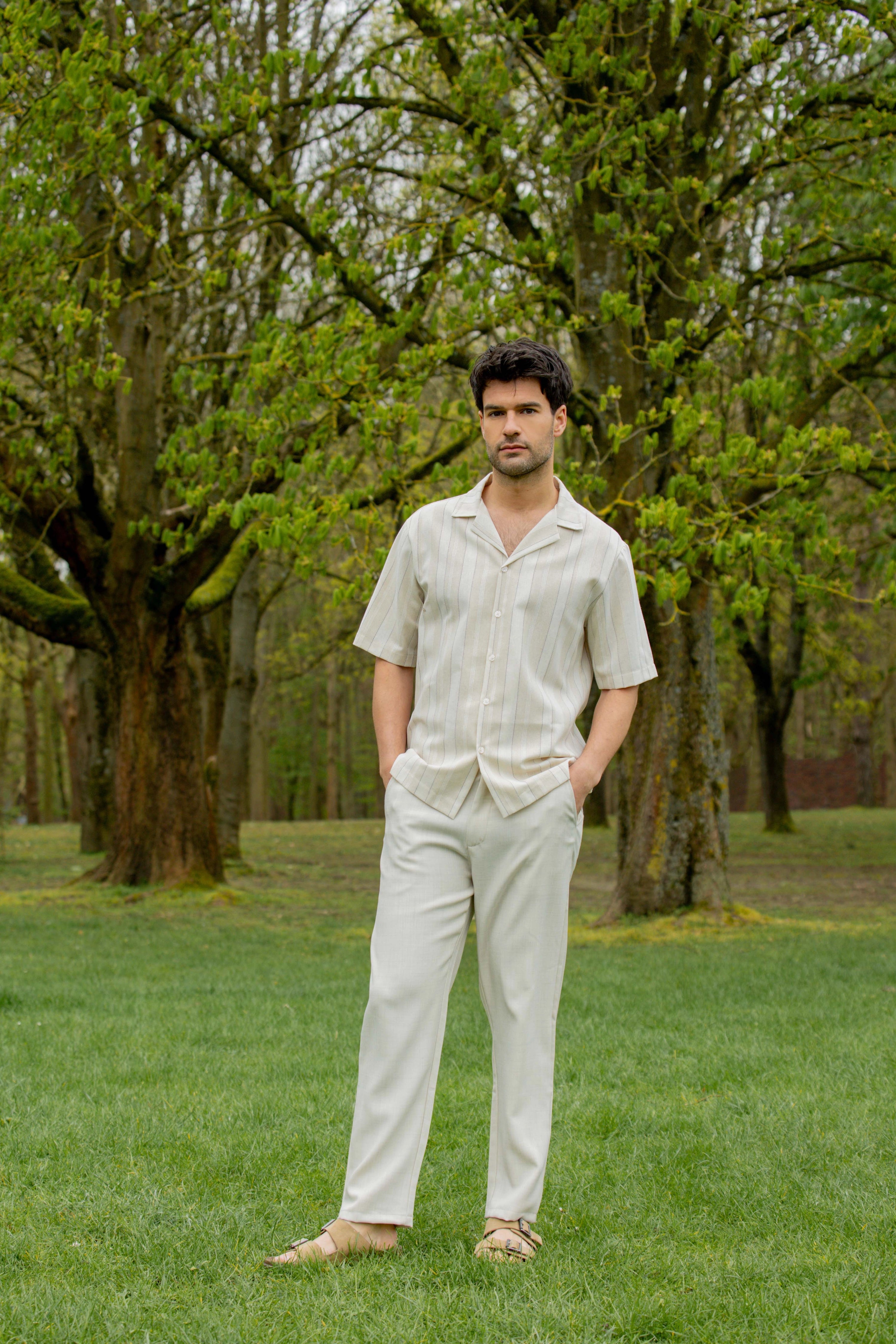 Chemise rayée col bowling