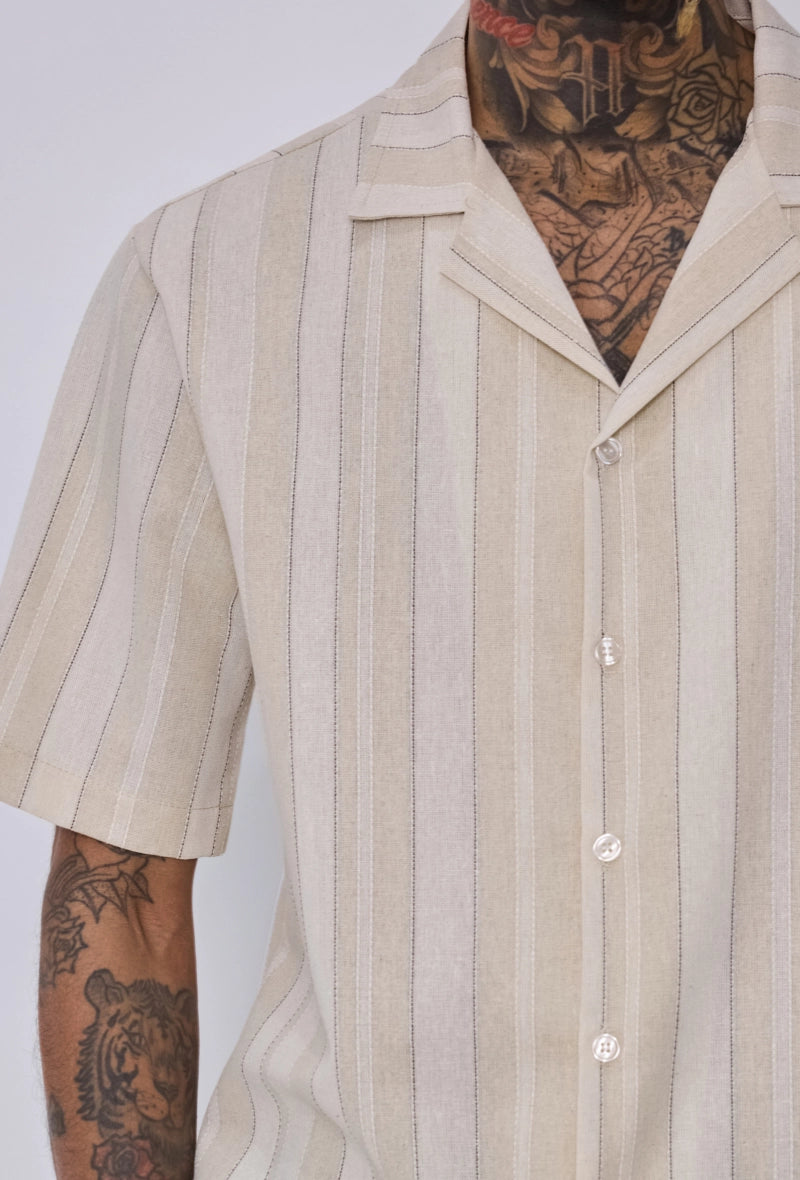 Chemise rayée col bowling