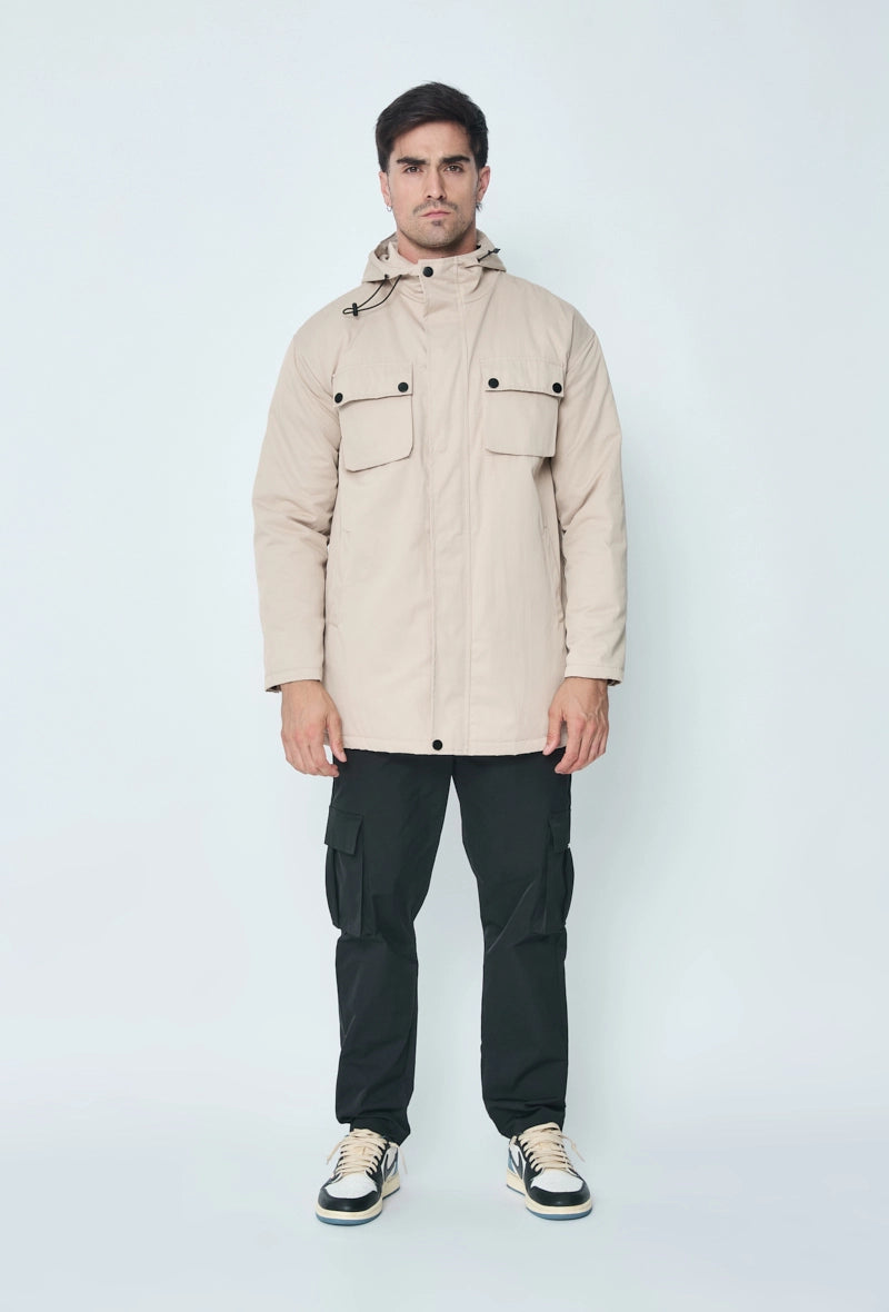 Mid-length hooded parka