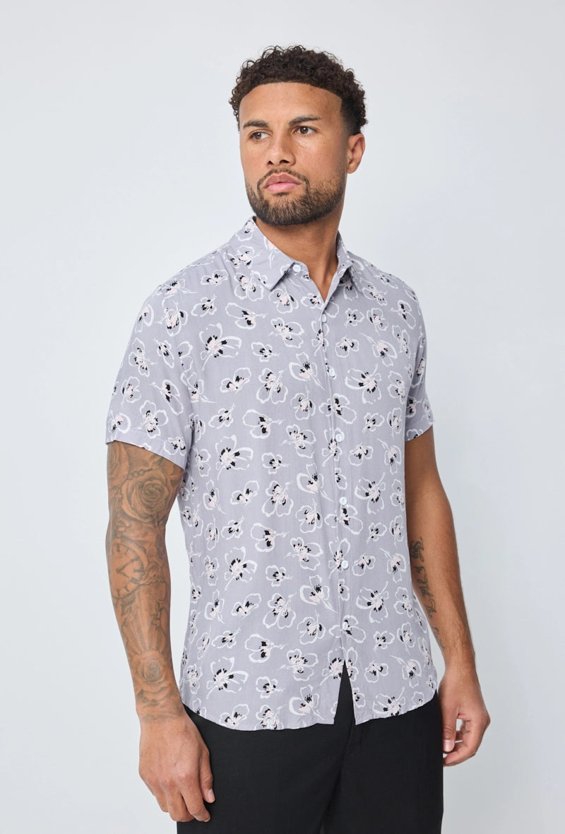 Chemise manches courtes à imprimé fleuri