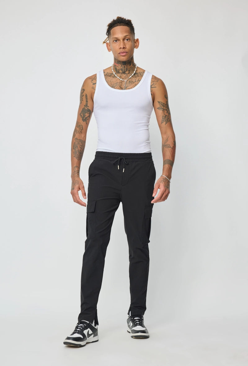 Adjustable pants with drawstring at the waist