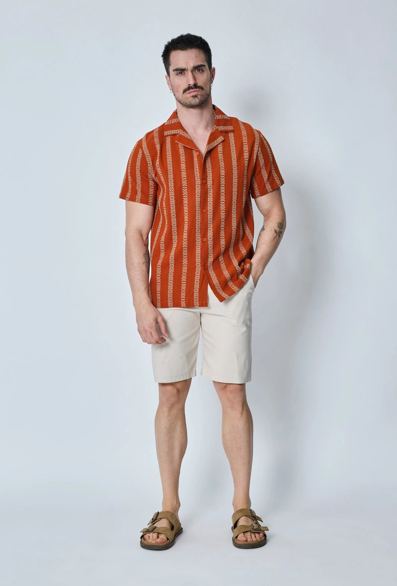 Short-sleeved striped shirt