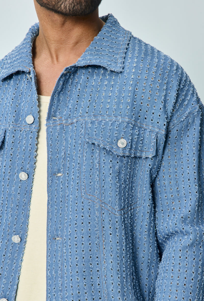 Ripped denim effect jacket