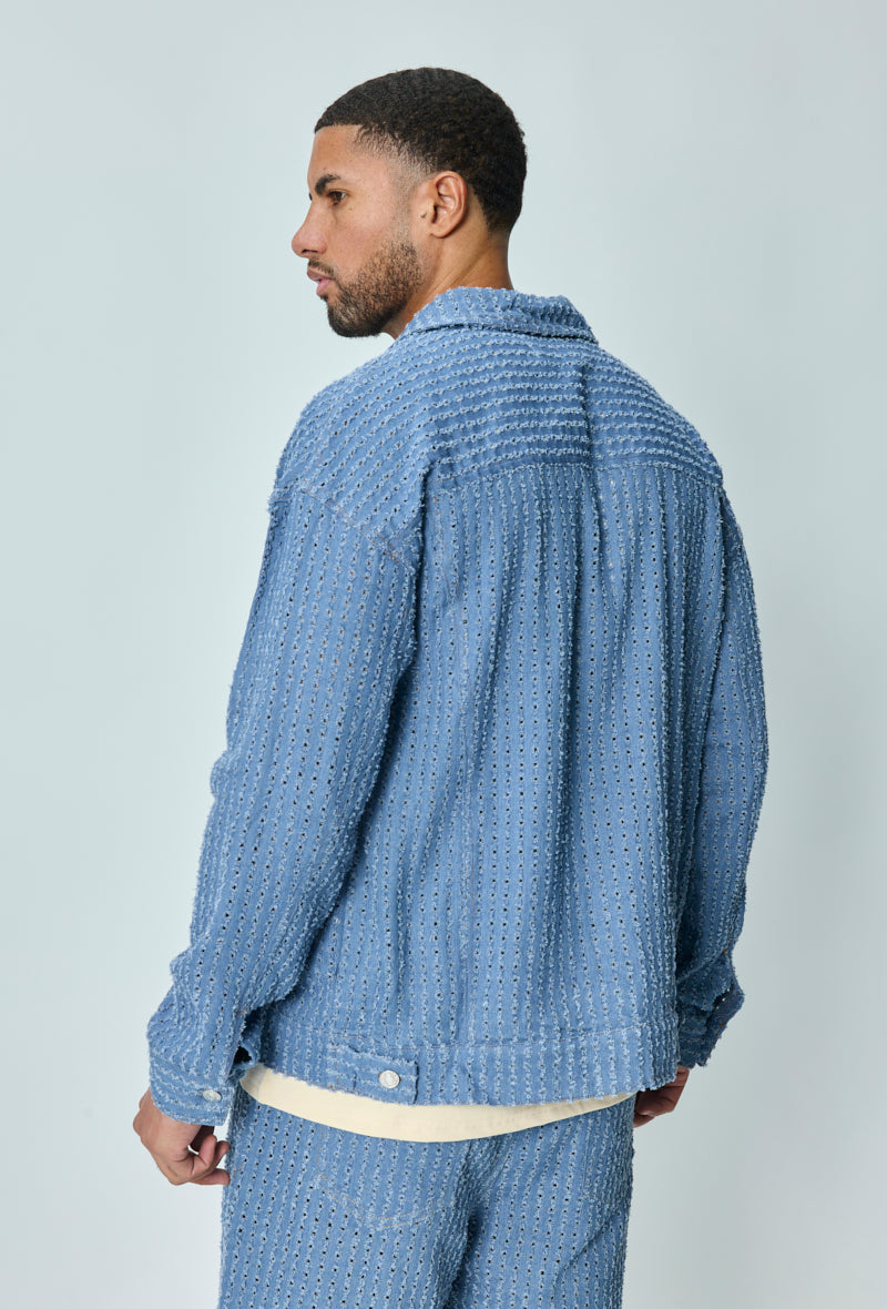 Ripped denim effect jacket