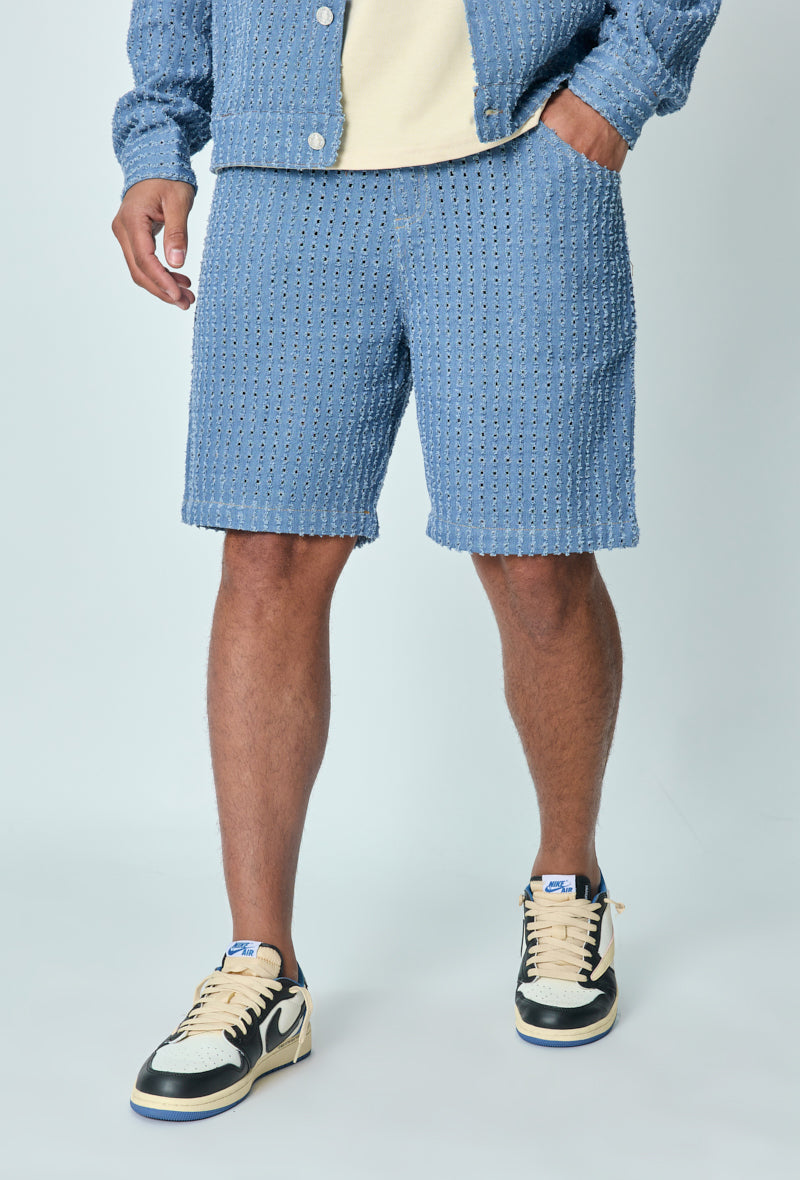 Straight shorts with hole patterns