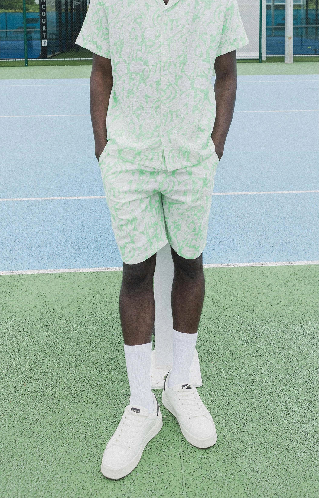 Abstract patterned shorts and shirt set