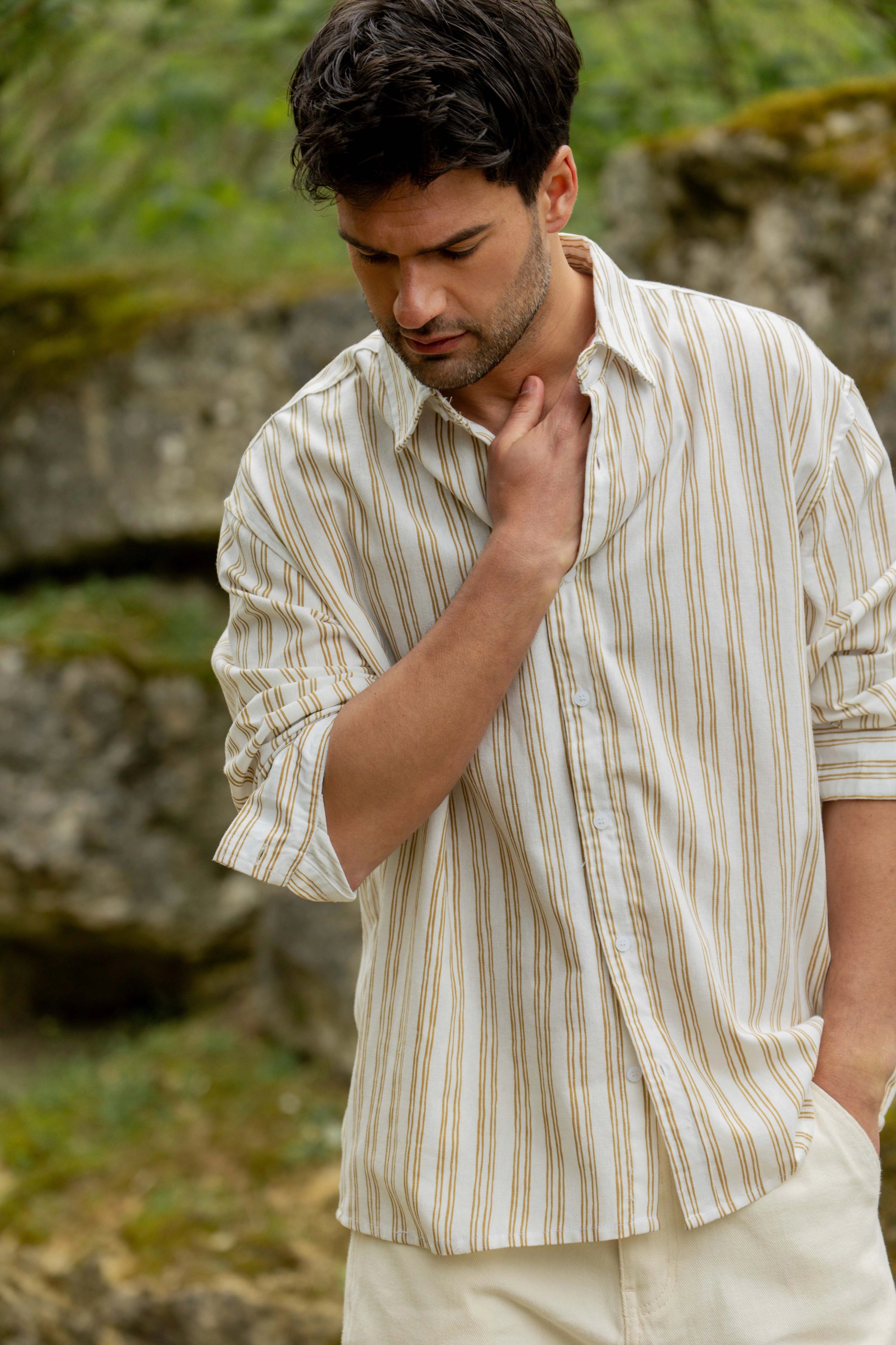 Long-sleeved striped shirt