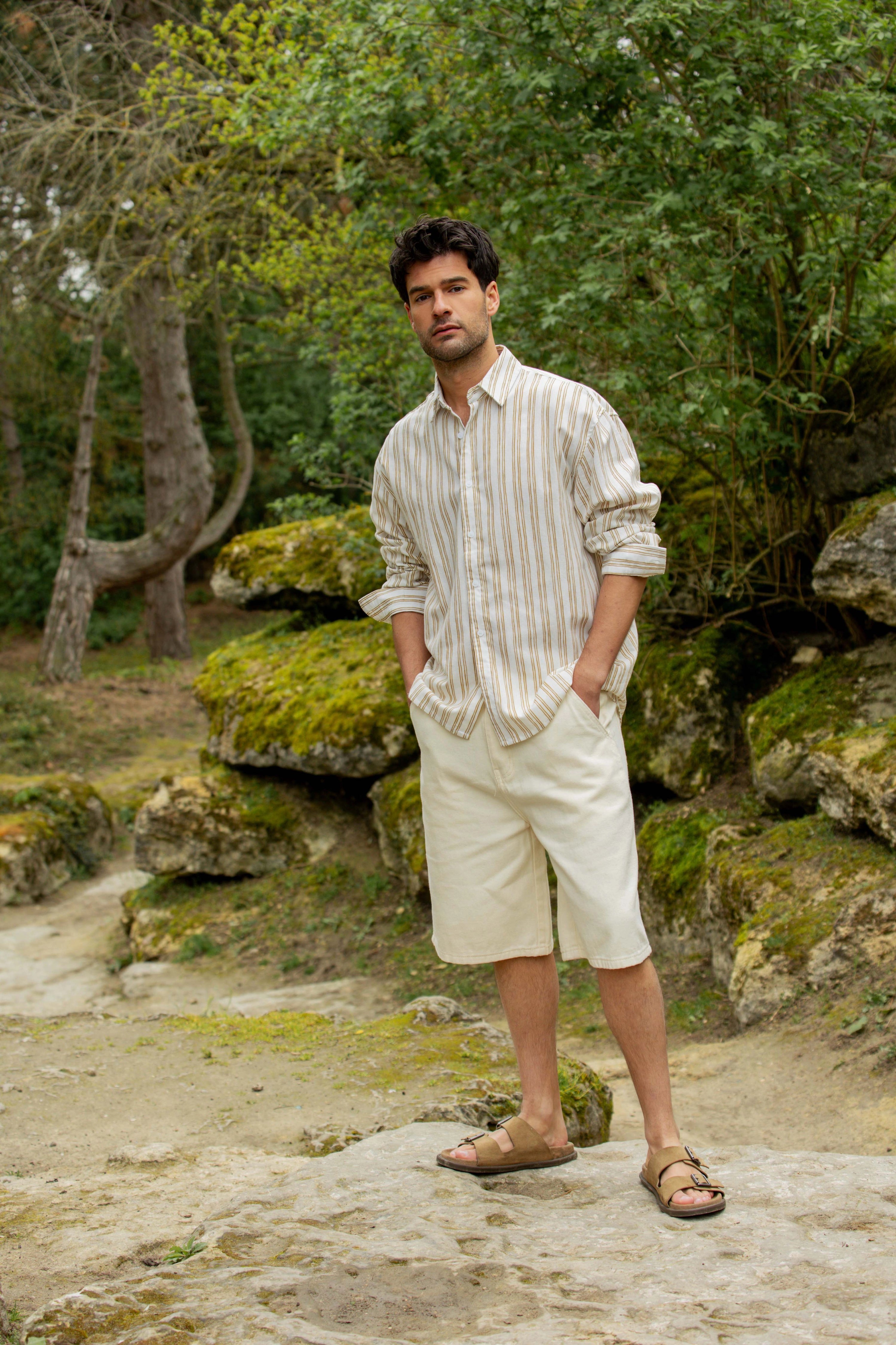 Long-sleeved striped shirt
