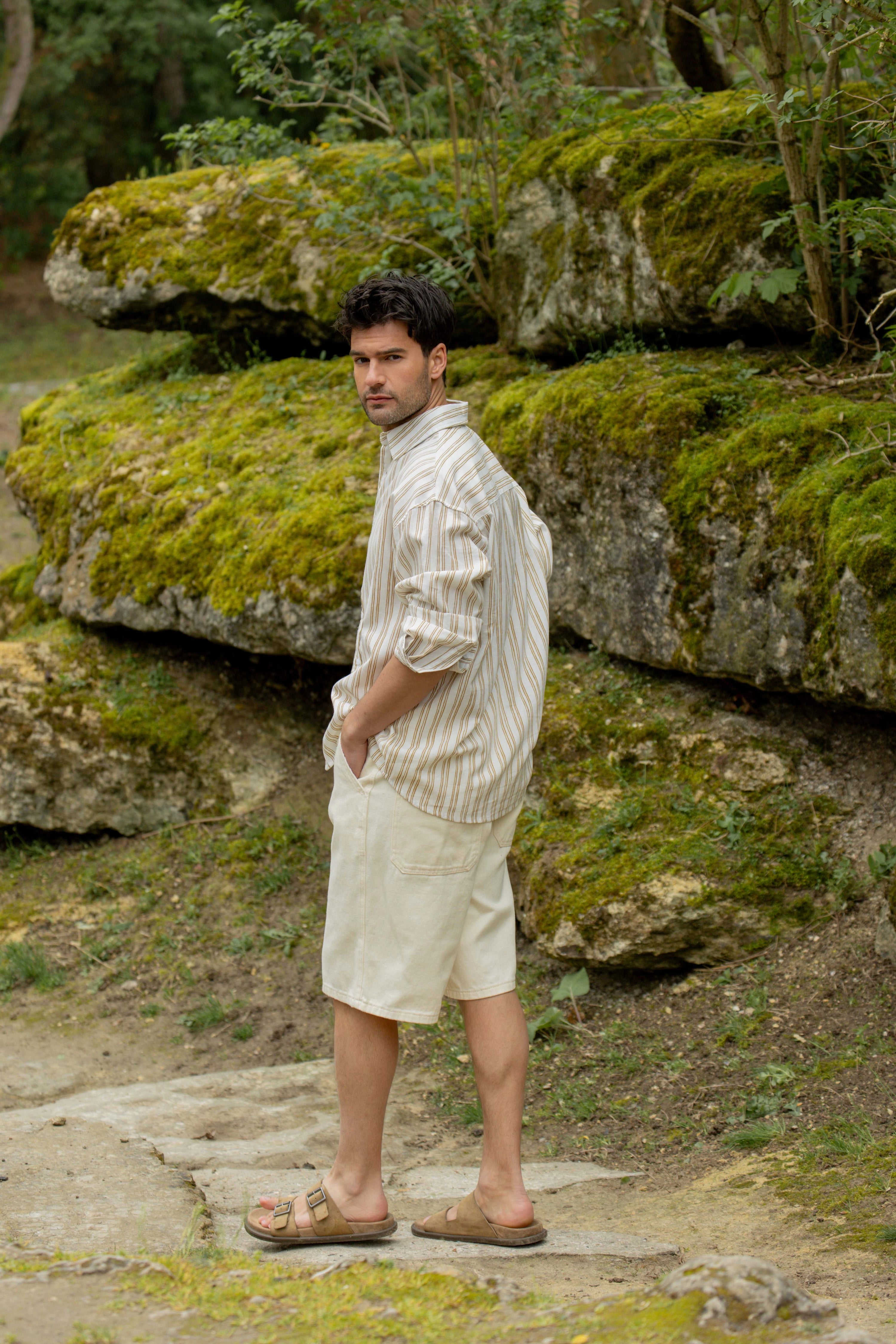 Long-sleeved striped shirt