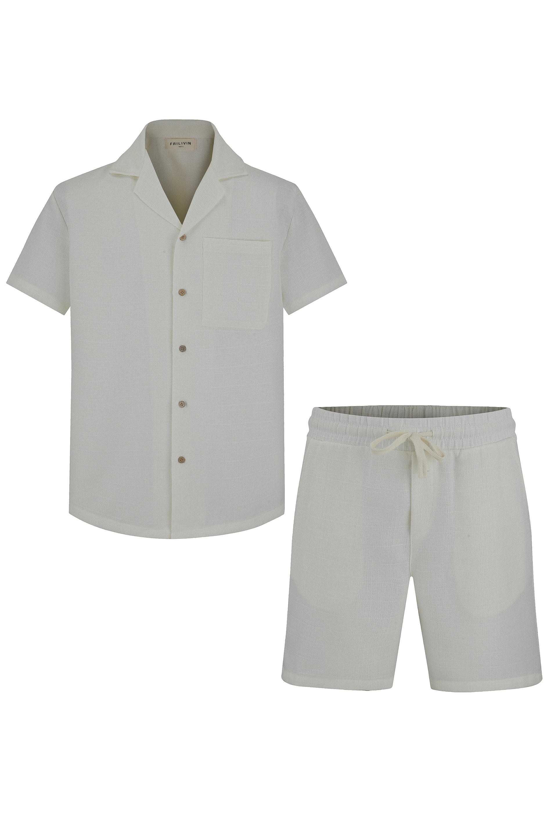 Plain short sleeve shirt shorts set