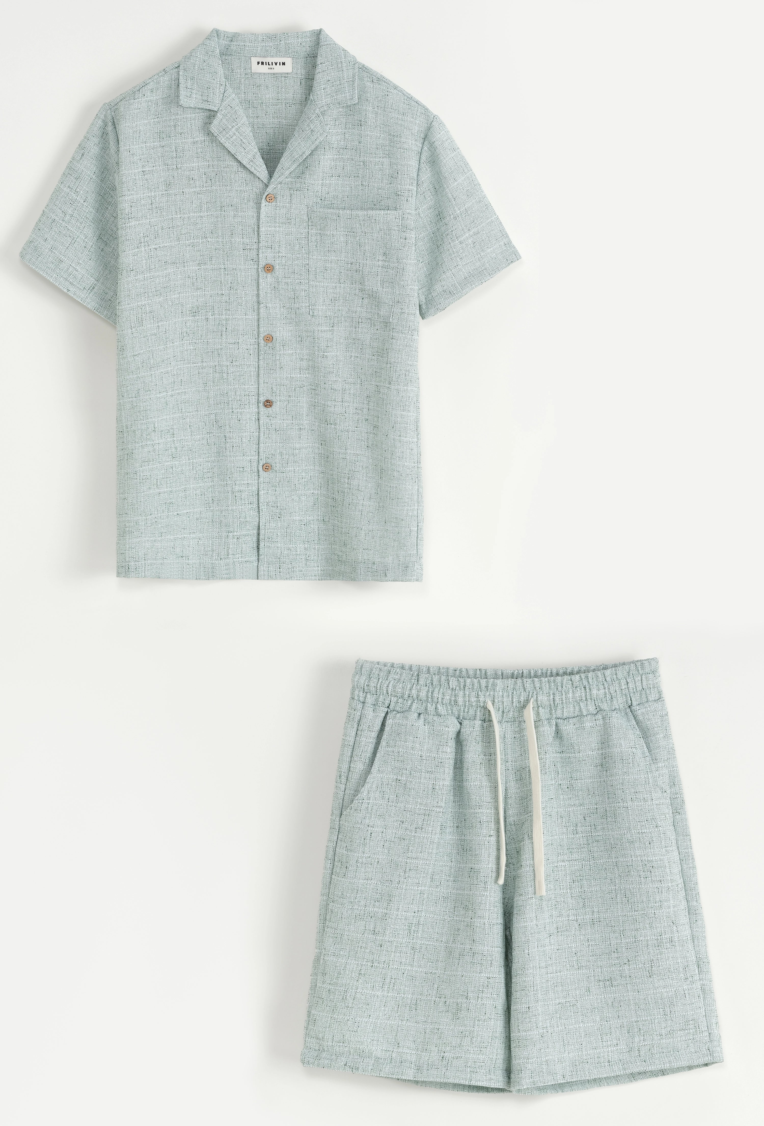 Plain short sleeve shirt shorts set