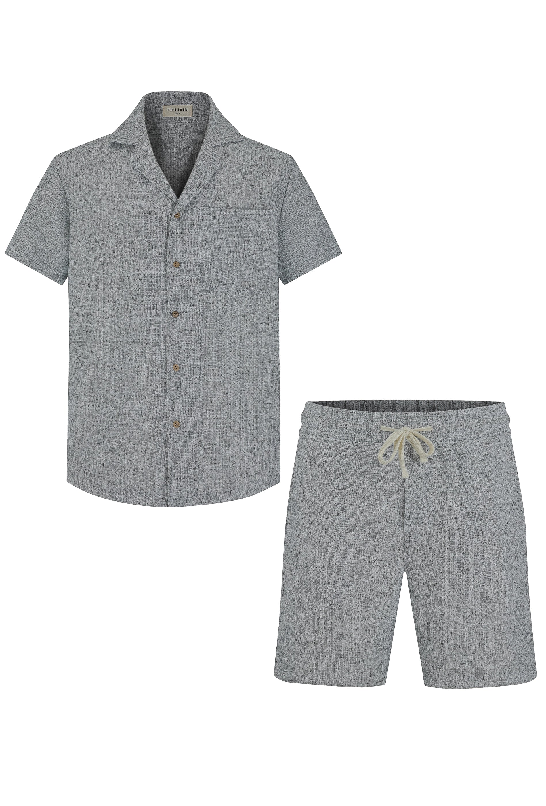 Plain short sleeve shirt shorts set