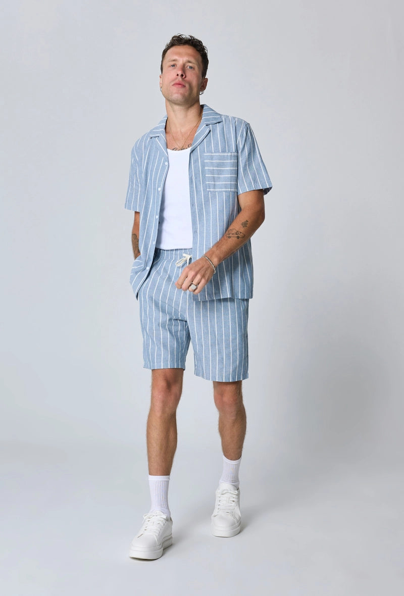Ensemble à rayures chemise manches courtes short