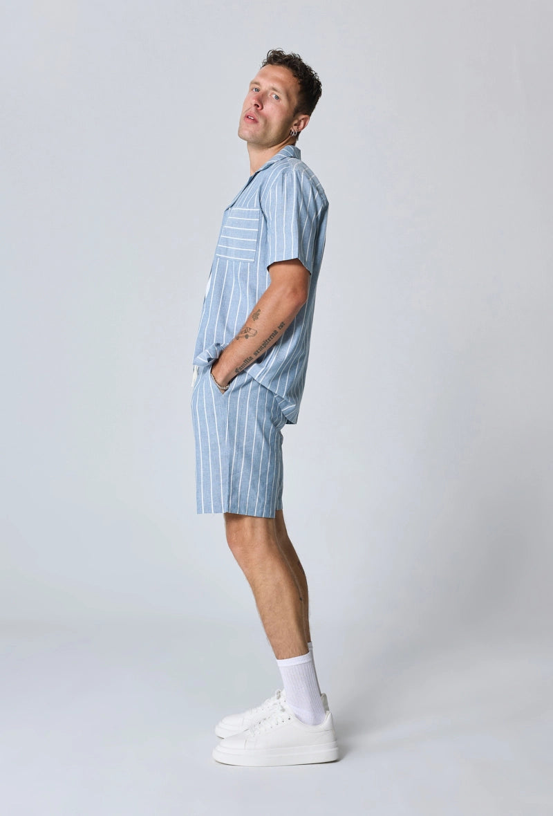 Ensemble à rayures chemise manches courtes short
