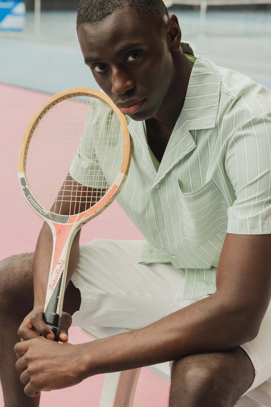 Short-sleeved striped shirt